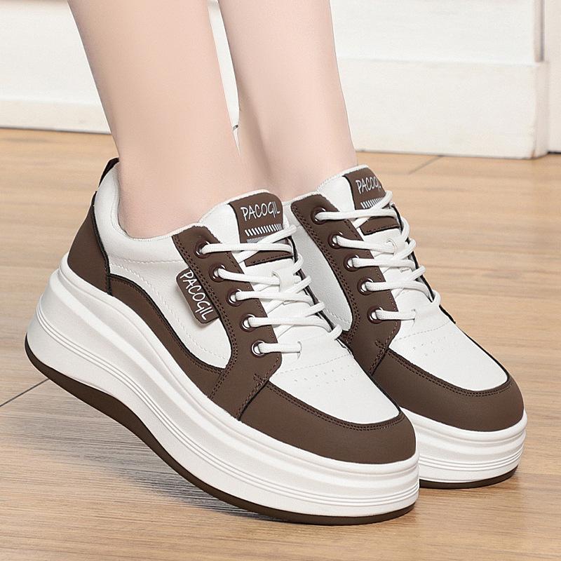 Белые туфли для женщин, осенние, новые, толстая подошва, мягкая кожаная платформа, дышащая, универсальная женская обувь