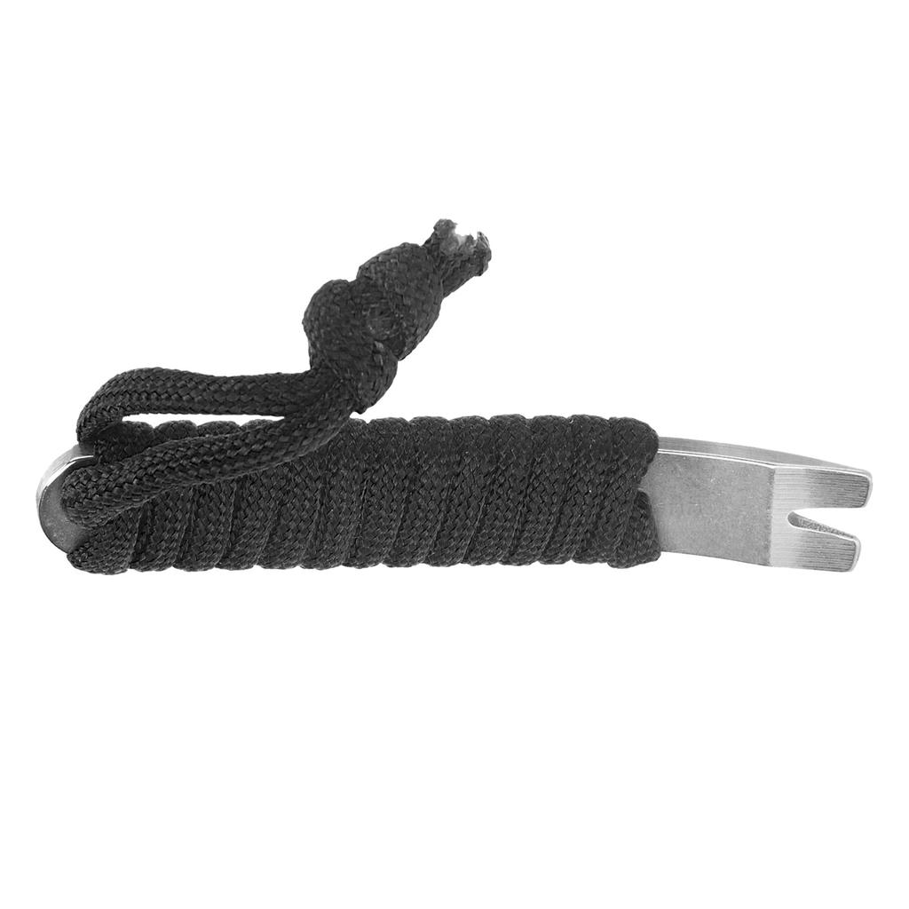 Stainless Steel Pocket Pry Bar with Paracord MultiPurpose Mini Crowbar Crank Scraper(Black )