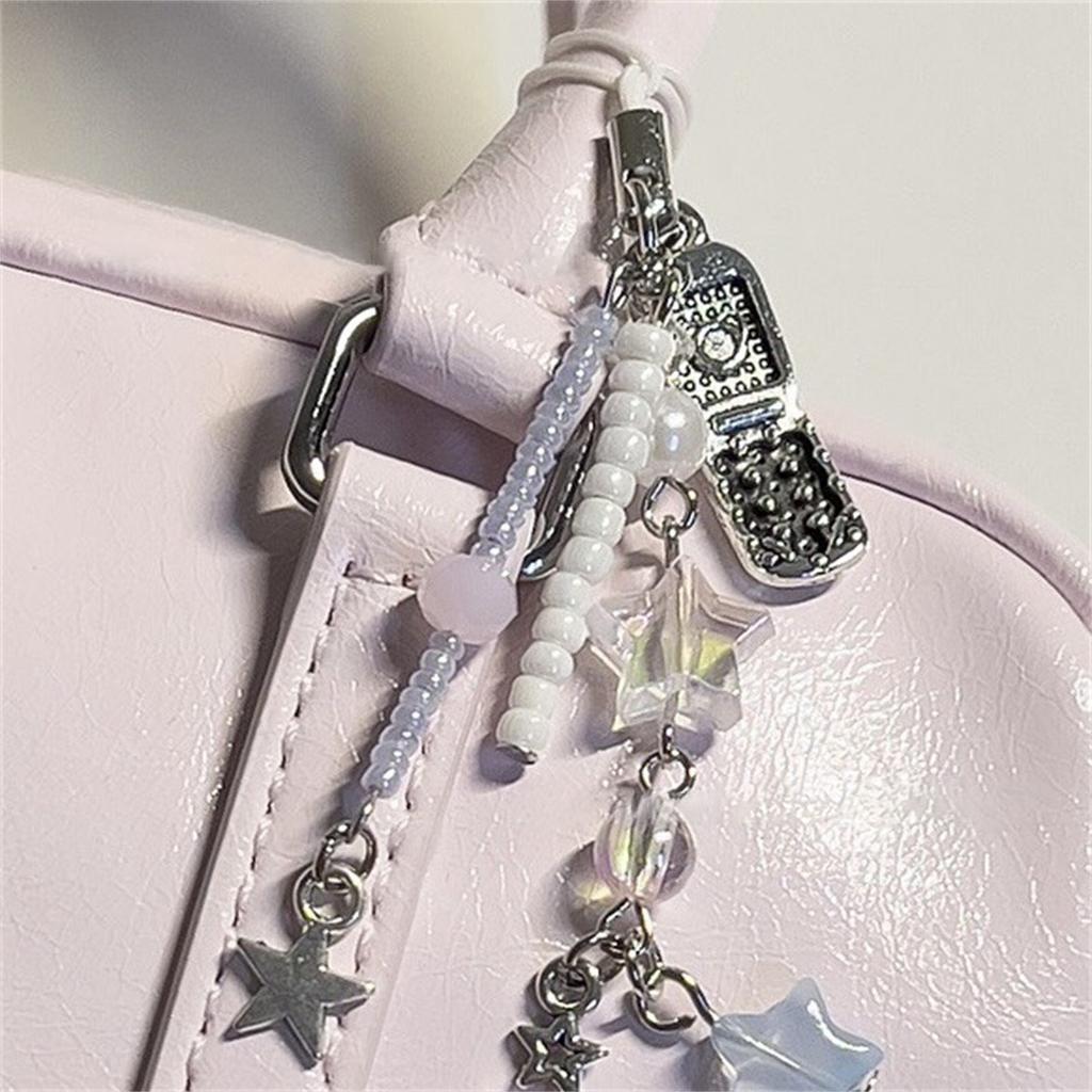 Брелок для телефона в виде звезды и откидной крышки, красочный брелок с бусинами, съемная цепочка для ключей, сплав, акриловый аксессуар для женщин