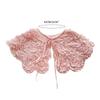 Womens Summer Sweet Ruffled Ruched Pink Detachable Fake Collar Elegant Jacquard Lace Up Bowknot Shawl Wrap Scarf Capelet