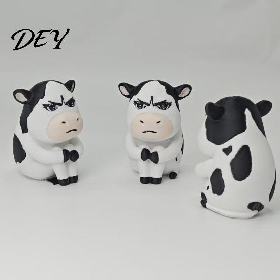 Мультяшная фигурка животного 3D-печатная фигурка молочной коровы, статуэтка крупного рогатого скота для декора стола, мини-скульптура для дома и офиса, подарок для любителей