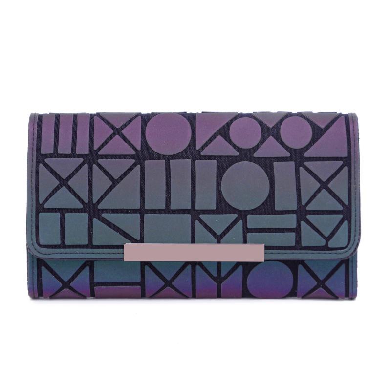 Women Wallet Clutch Female Long Noctilucent Purse Geometric Zipper Glowing Phone Wallet Ladies Fashion Luminous Clutch