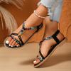 2025 Woman Sandals Summer Weave Slippers Beach Bohemian Flats Sandals Ladies Comfortable Casual Rome Shoes for Women
