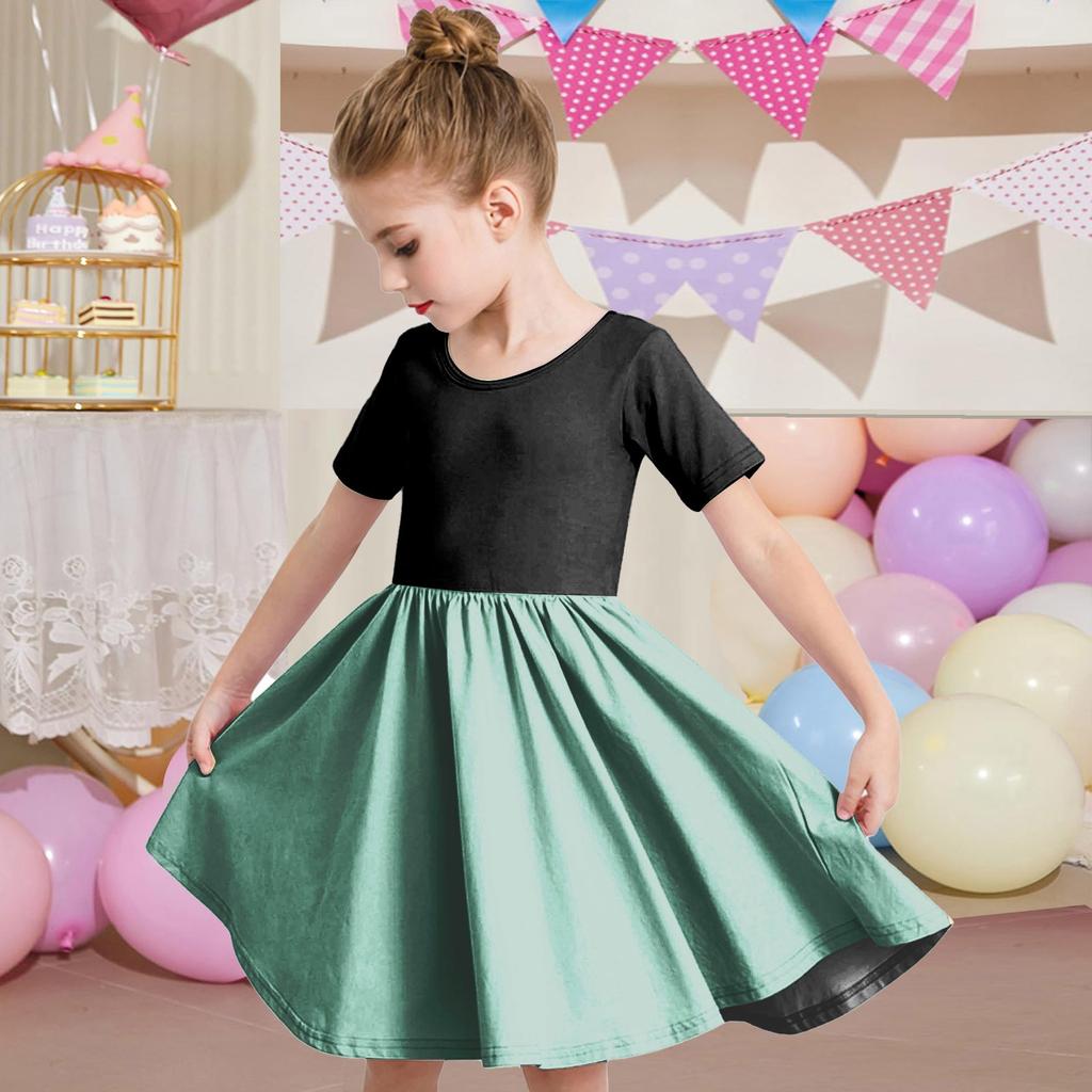 Летнее платье для девочек, платье для малышей, однотонное повседневное платье-футболка с коротким рукавом А-силуэта