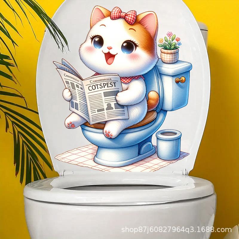 Забавные животные ПВХ наклейки на сиденье унитаза Обезьяна Зебра Жираф Декали Водонепроницаемый декор для стен и дверей ванной комнаты Креативные съемные наклейки