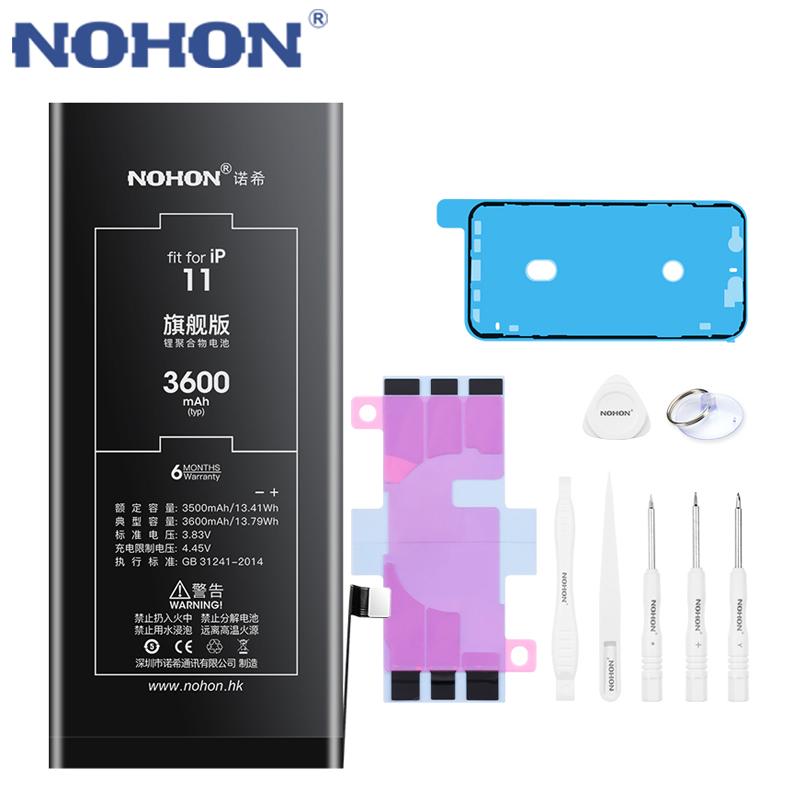 Батарея NOHON, запасная литий-полимерная батарея оригинальной емкости для Apple iPhone 5 5S SE 6 6S 7 8 X XR XS 11
