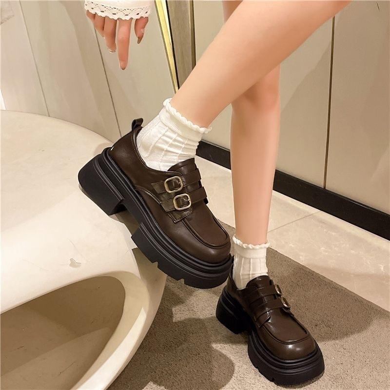 Маленькие кожаные туфли в британском стиле, женские, весна 24, японская серия, редкие одинарные туфли, удобные и универсальные, на платформе, лоферы
