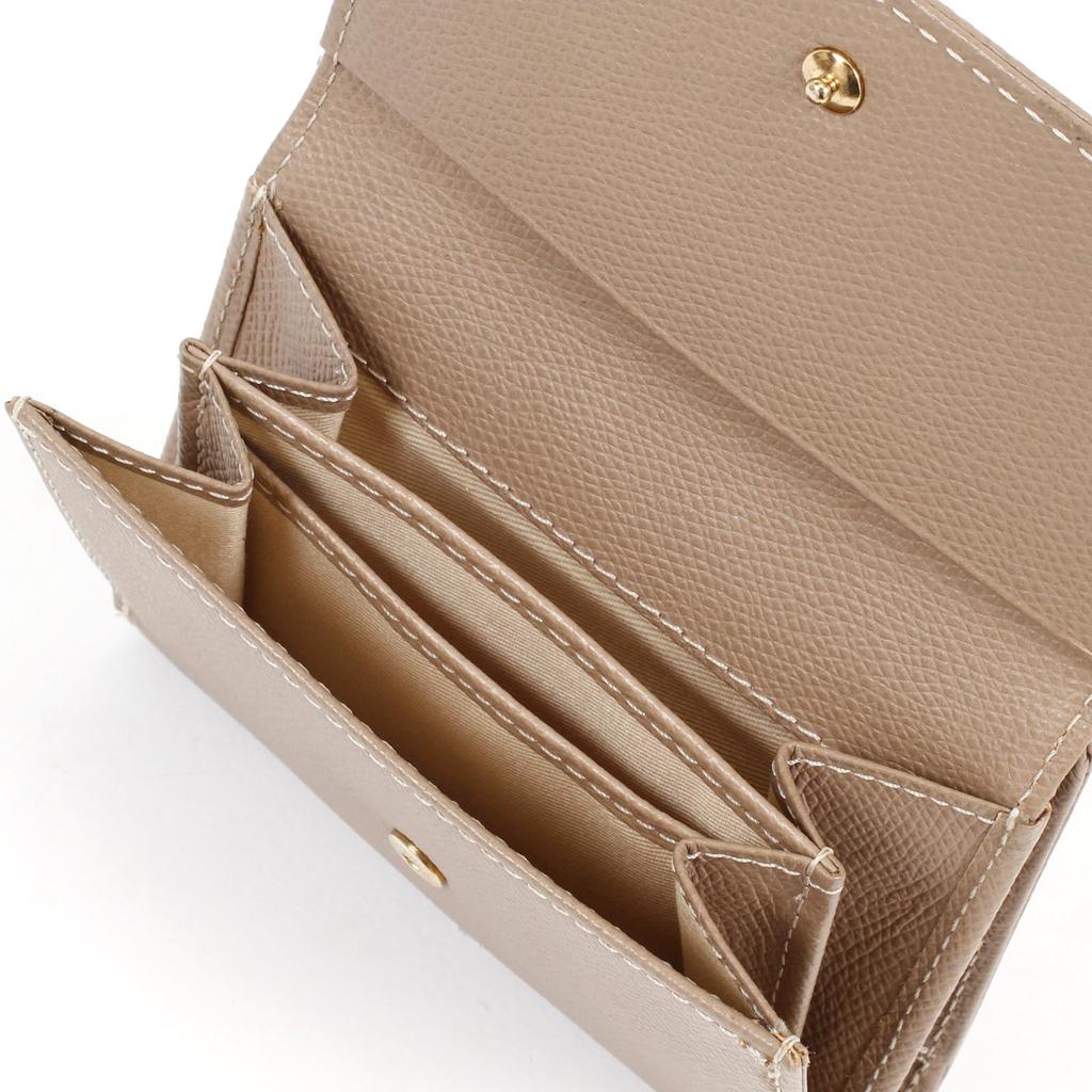 Бумажник двойного сложения с тиснением, чтобы царапины были менее заметны PH0537 Песочный шов 52915 [Kitamura] Бежевый/Слоновая кость