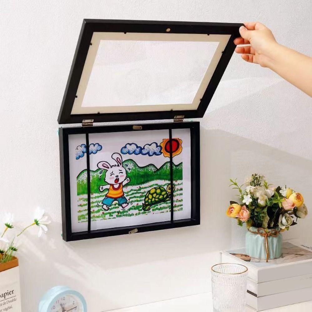 Front Opening Magnetic Flip Photo Frame Elastic Straps Work Display Frame Children's Artwork