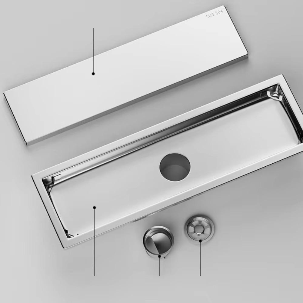 304 Stainless Steel Rectangular Floor Drain Removable Cover Deodorant Drainage  Shower