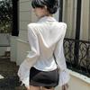 V-neck Lace Long Sleeve Shirts Lace Clothing Sleeves Slim Buttons Shirts Korean Style Blouse  Women