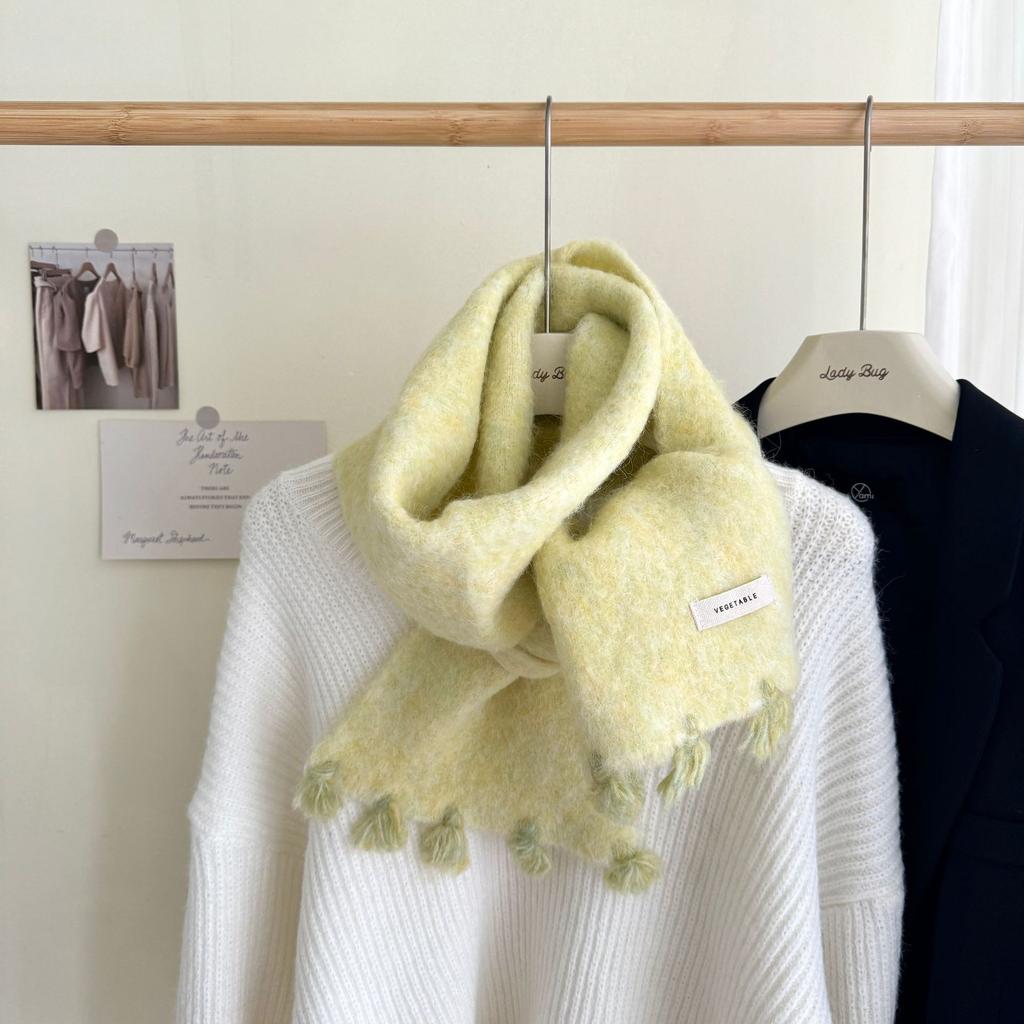 Модный шерстяной вязаный шарф Осень Зима Теплый Простой Защищающий от холода Шарф-накидка Для студентов Однотонный Универсальный Утепленный Шарф