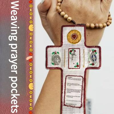 1 шт. плетеный карман для молитвы PocketShrine с серебряным крестом внутри