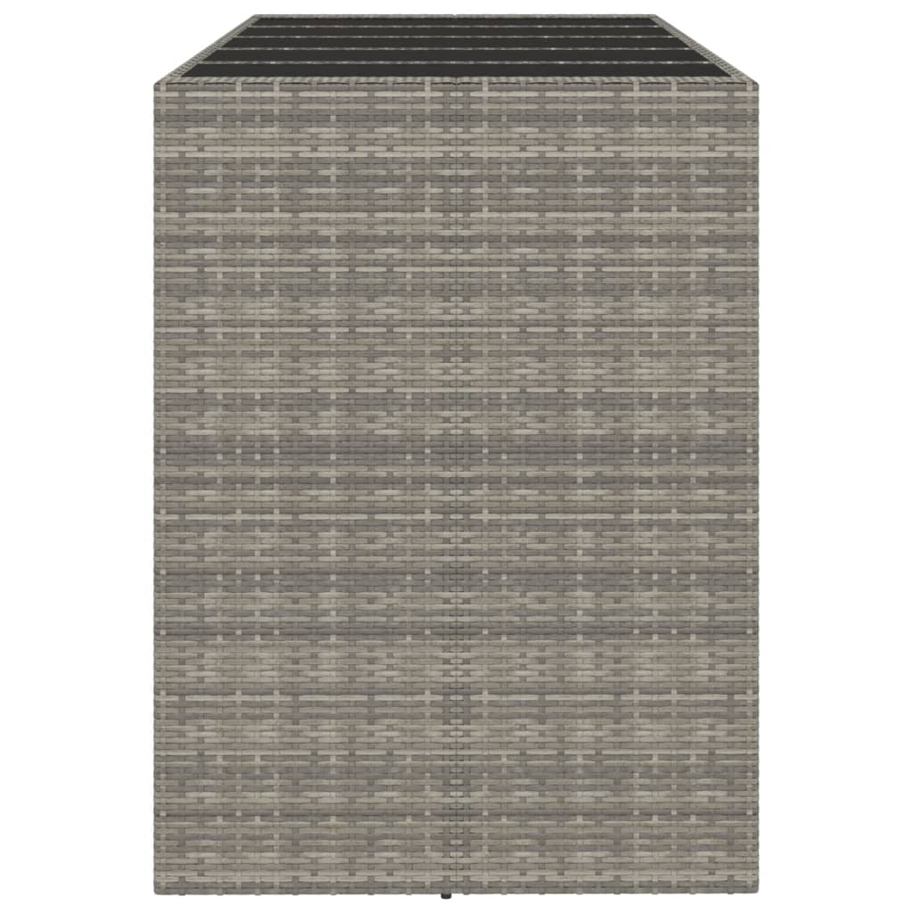 Bar Table with Glass Top Gray 185 x 80 x 110 cm Poly Rattan