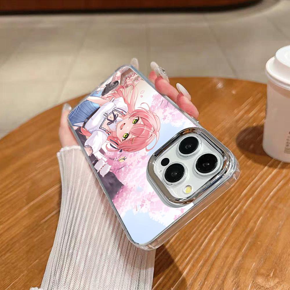Pink S-Sakura M-Miko Phone Case For Iphone 17 16 15 14 13 12 11 Pro Max Xr Air Plus Silicone Cover Silver Hard Shell Cover