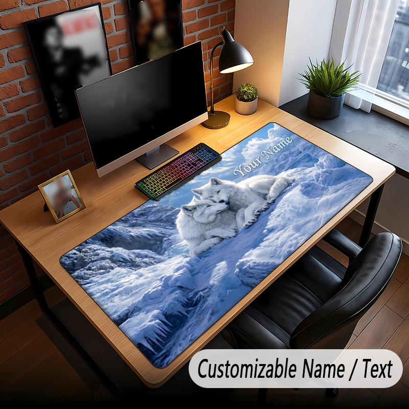 Wolf Theme Custom Mouse Pad Personalized With Name Text Customized Desk Mat For Office Home Decor
