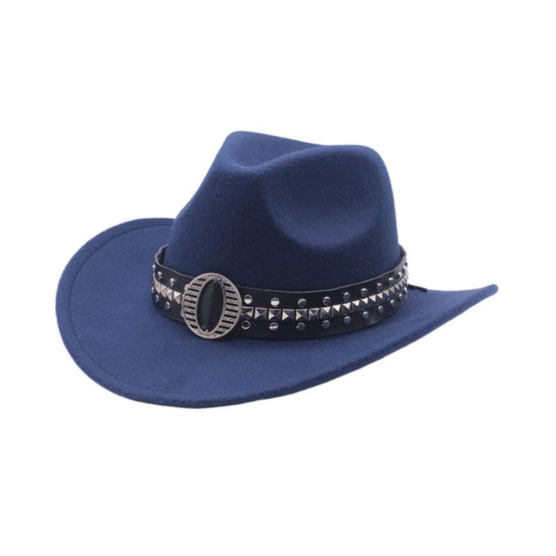 Rolled-brimmed black western cowboy hat autumn and winter European and American retro men's and women's jazz hat top hat