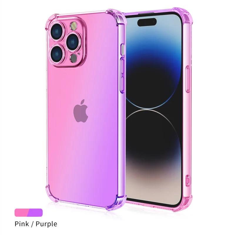 Чехол-бампер с градиентом из ТПУ для For Iphone 16 16e 1 Pro Max 14 Plus 13 12 Mini 11 XR XS Max SE, противоударный чехол Fundas Coque