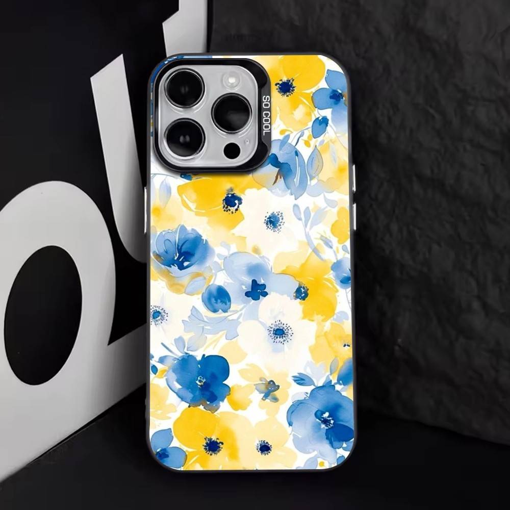 Акварельные цветы Чехол для телефона Для iPhone 17,16,15,14,13,12,11 Plus,Pro Max,XS,Цветной Посеребренный Внутренний Чехол