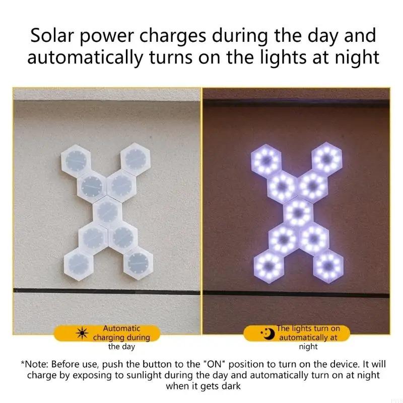 6 шт. Солнечные уличные настенные светильники Соединяемые водонепроницаемые шестигранные светильники для украшения сада Атмосферное освещение