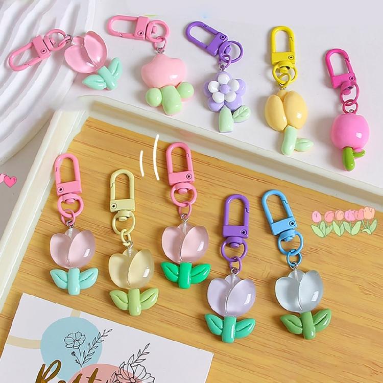 Прочный брелок для ключей с цветком из смолы Элегантный прозрачный брелок для ключей с цветком Уникальный кулон для ключей Идеально подходит для любителей природы