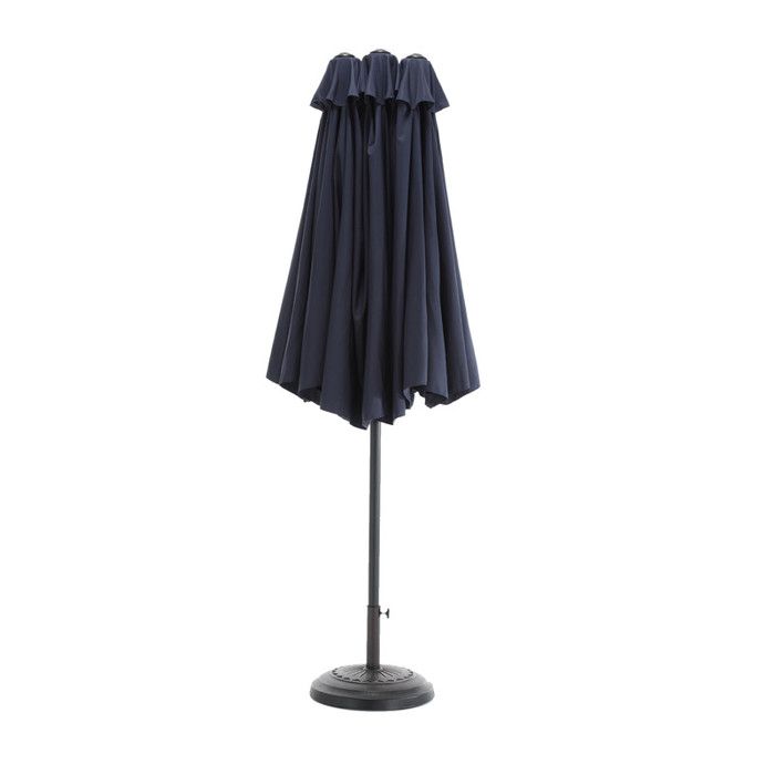 Parasol extérieur rectangulaire double face de 4,5 m avec manivelle (bleu marine) (sans pied)