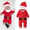 Christmas Santa Claus Costume Clothes Baby Boys Girls Plush Romper Jumpsuit with Hat for 0-24 Months