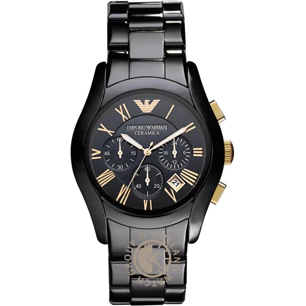 Emporio Armani Мужские кварцевые часы-хронограф Valente Большие Черные Керамические AR1410