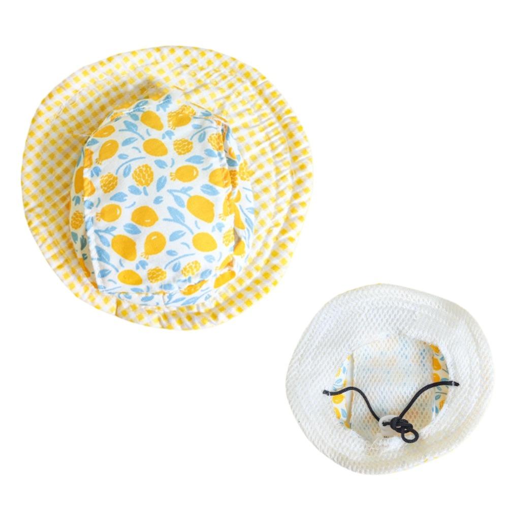 Cute Fruits Plants Dog Fisherman Hat Strawberry Lemons Breathable Pet Cat Sun Hat Comfortable Adjustable Dog Sunscreen Hat