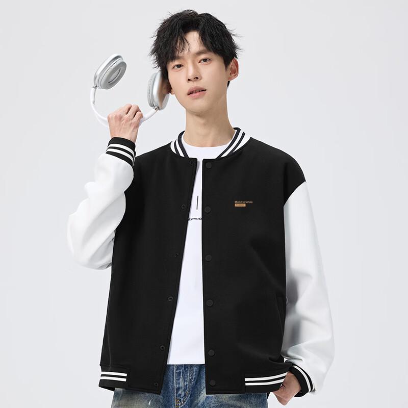 Mark Fairwhale Men's Loose Fit Color Block Baseball Jacket