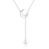 K18 White Gold Necklace for Women Moon and Star Crescent Pendant Moon Star Swinging Chain Popular Day Christmas Birthday Anniversary Present Gift