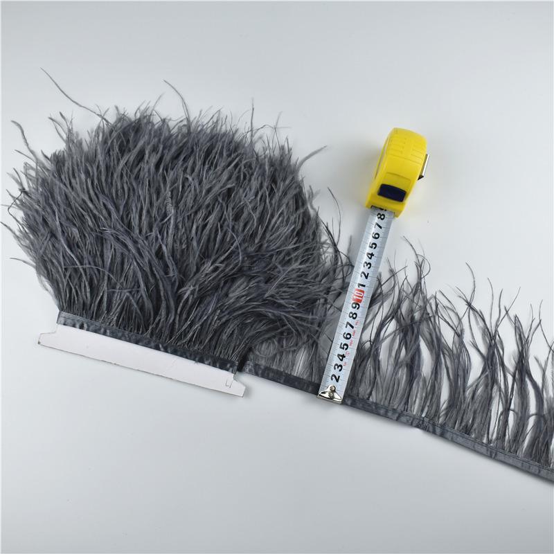 Feather1M 5M 10Meters Ostrich Feather Skirt Fringe Trims 10-15CM Ostrich Feather Ribbon Feathers for Crafts Wedding Feathers Decoration