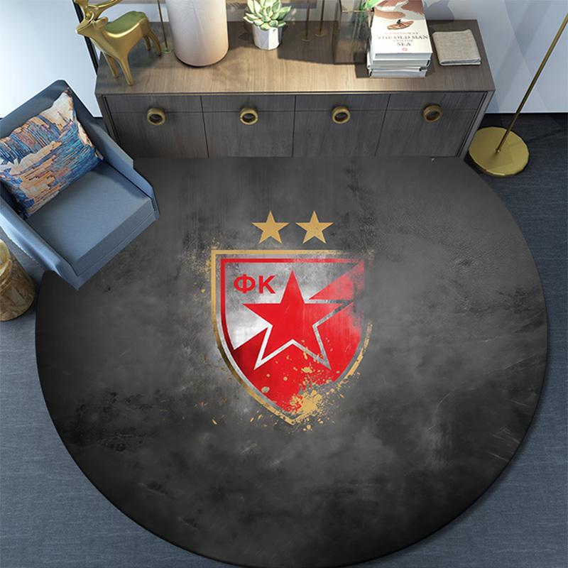 Crvena zvezda2 Round Area Rug,Carpet Rug for Living Room Bedroom Sofa Playroom Decor,Non-slip Floor Mat