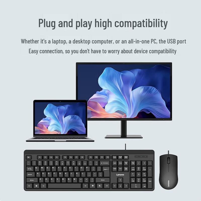 Lenovo KM210 Wired Keyboard and Mouse Combo