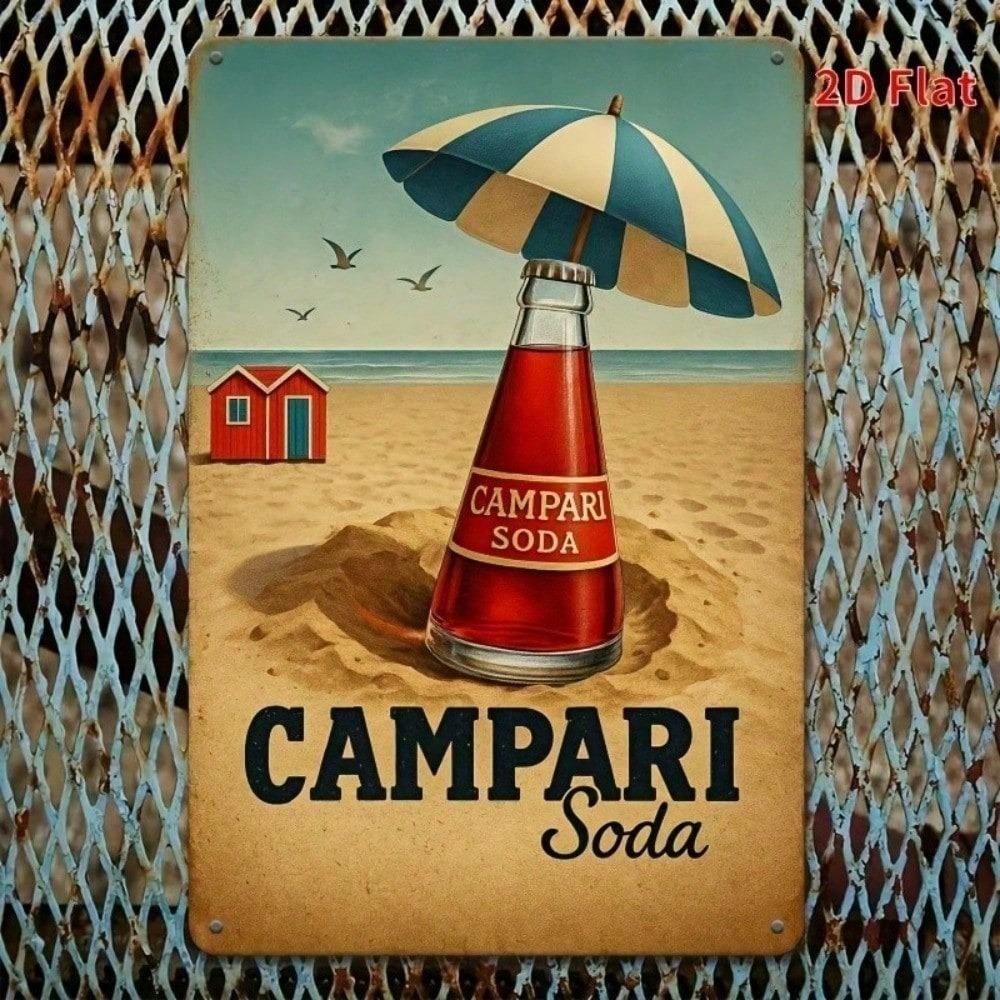 Campari 8x12 дюймов Ретро металлическая жестяная табличка Винтажный настенный декор для домашнего бара кафе паба 2D Железная настенная арт-табличка