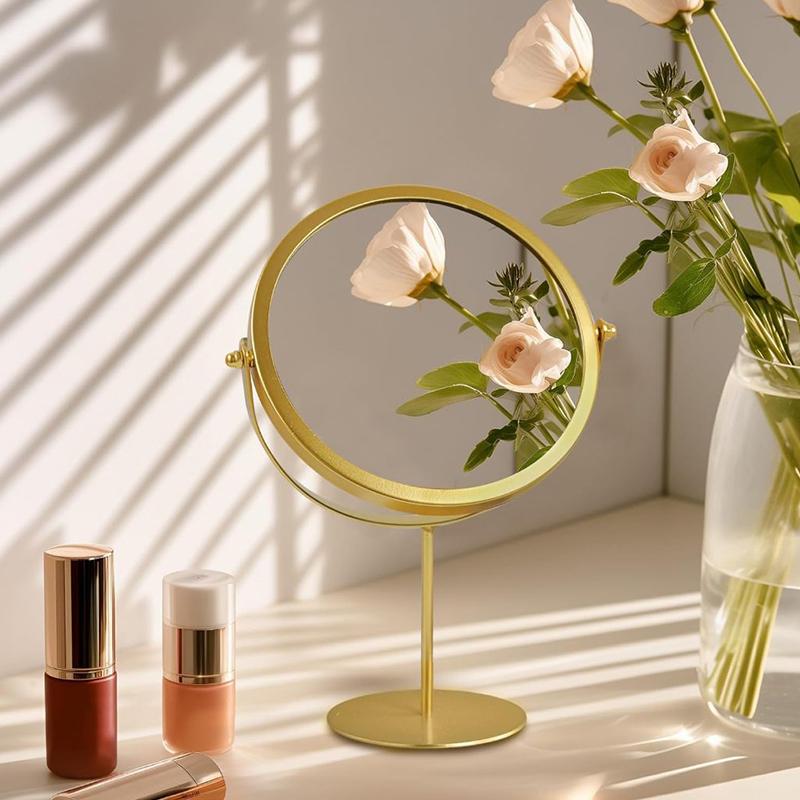 Круглое зеркало для макияжа и туалетного столика Nordic Gold, настольные зеркала, домашний декор, вращение на 360°, регулируемое косметическое зеркало
