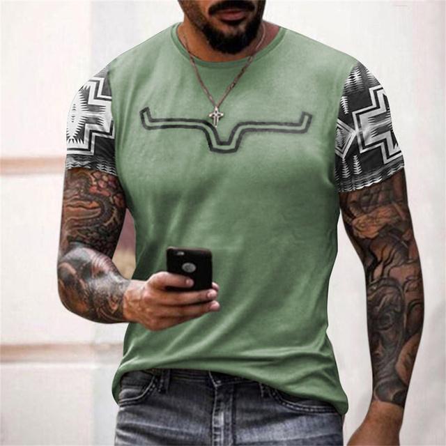 Винтажные мужские футболки с ковбойским принтом и принтом, летняя уличная одежда с круглым вырезом, футболка большого размера, повседневные свободные топы с короткими рукавами, одежда