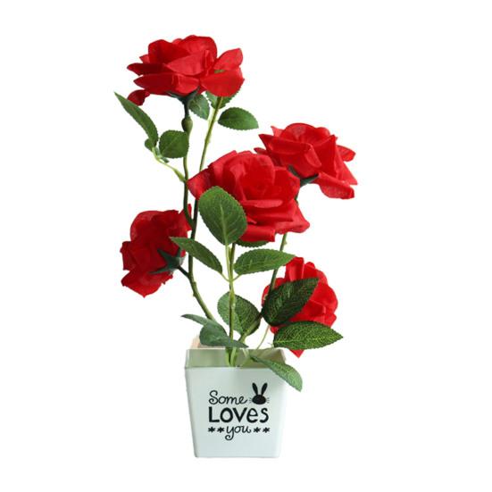 DYS Домашний Декор Искусственный Растительный Горшок Роза Настольный Декор Искусственный Шелковый Цветок Крытый Открытый Имитационный Цветочный Горшок