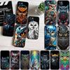 ED12 Cartoon Art Owl Phone Case for iPhone 6 6s 7 8 11 12 13 14 15 XS Pro Max XR X SE Samsung S20 S21 S22 S23 S24 FE Ultra Plus Lite S21S A55