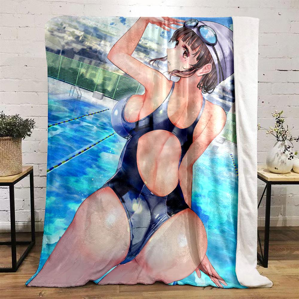 Anime Girl Poolside Blanket bedroom Blanket for Livingroom Couch lunch break Soft throw for Friend's festival Gift
