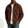 Men's Corduroy Shirt Jacket, Casual Loose Fit Color Lapel Collar