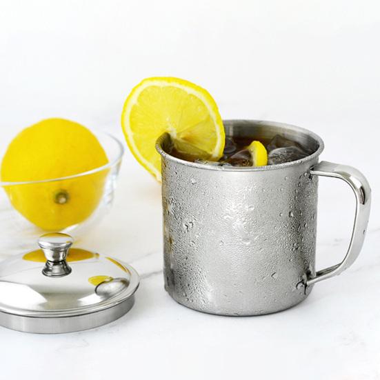 Кружка для воды из нержавеющей стали с крышкой и ручкой, для горячих и холодных напитков, для кемпинга, пикника