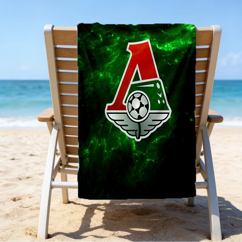 Green And Red Soccer Emblem Printed Beach Towel, Super Soft Microfiber, Perfect Gift Birthday, for Pool, Beach, Travel, for family and friends