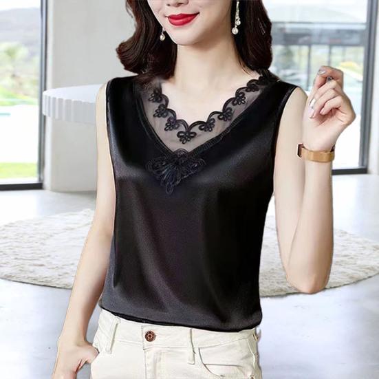 Женский однотонный кружевной топ на бретелях, очень мягкий эластичный пуловер без рукавов