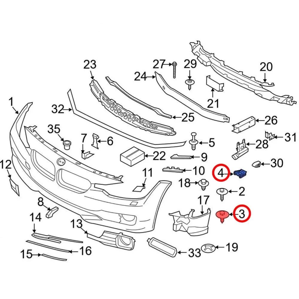 Набор из 20 винтов, гаек и клипс для бампера и крыла BMW