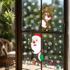 Removable Window Stickers 4Pcs Christmas Santa Claus & Reindeer Static Clings with Snowflake, PVC Decals, Festive Storefront Decor Reusable Glass for