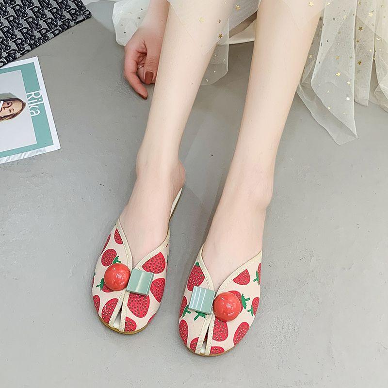 Шлепанцы Kawaii Shoes Round Toe Cute Women Slippers and Lady Sandals Mules Summer 2024 Flat Outside Comfortable Elegan Y 39 W