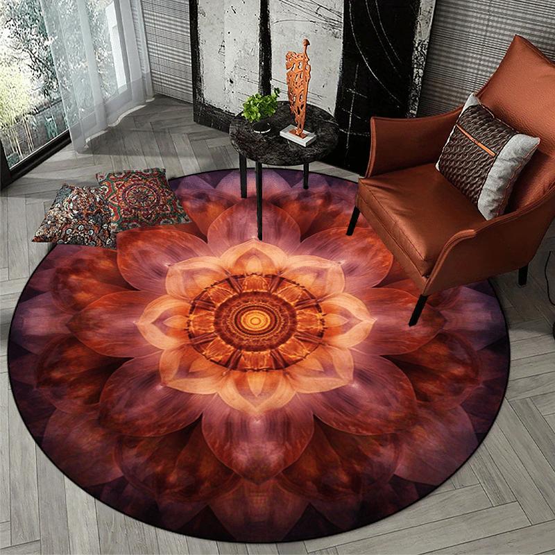 Роскошные красные коврики с цветочным узором круглой формы для пола, кухонный коврик-дорожка для прихожей, мягкий ковер для спальни, гостиной, нескользящий коврик для зонирования