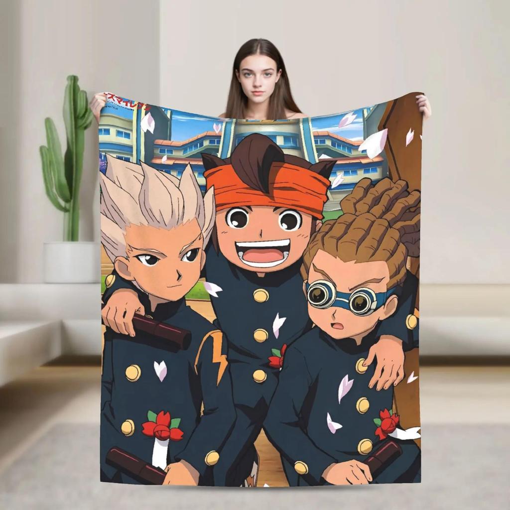Inazuma Eleven Axel Blaze Gouenji Flannel Throw Blanket for Couch Chair Soft Plush Bedspread Picnic Blanket Gift Idea