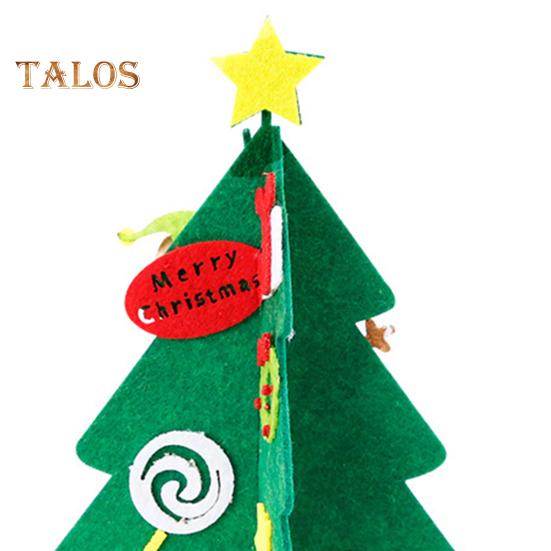 Felt Christmas Tree Mini Xmas Desktop Figurine DIY Tree Set with Santa Snowflake Cane Accessories for Toddlers